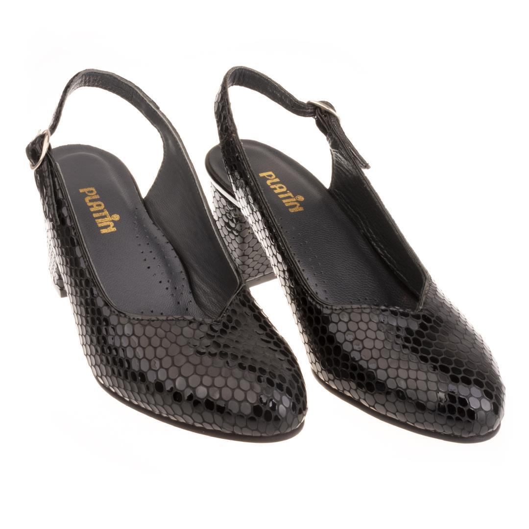 Siyah Python Baskı Kadın Klasik Topuklu Ayakkabı