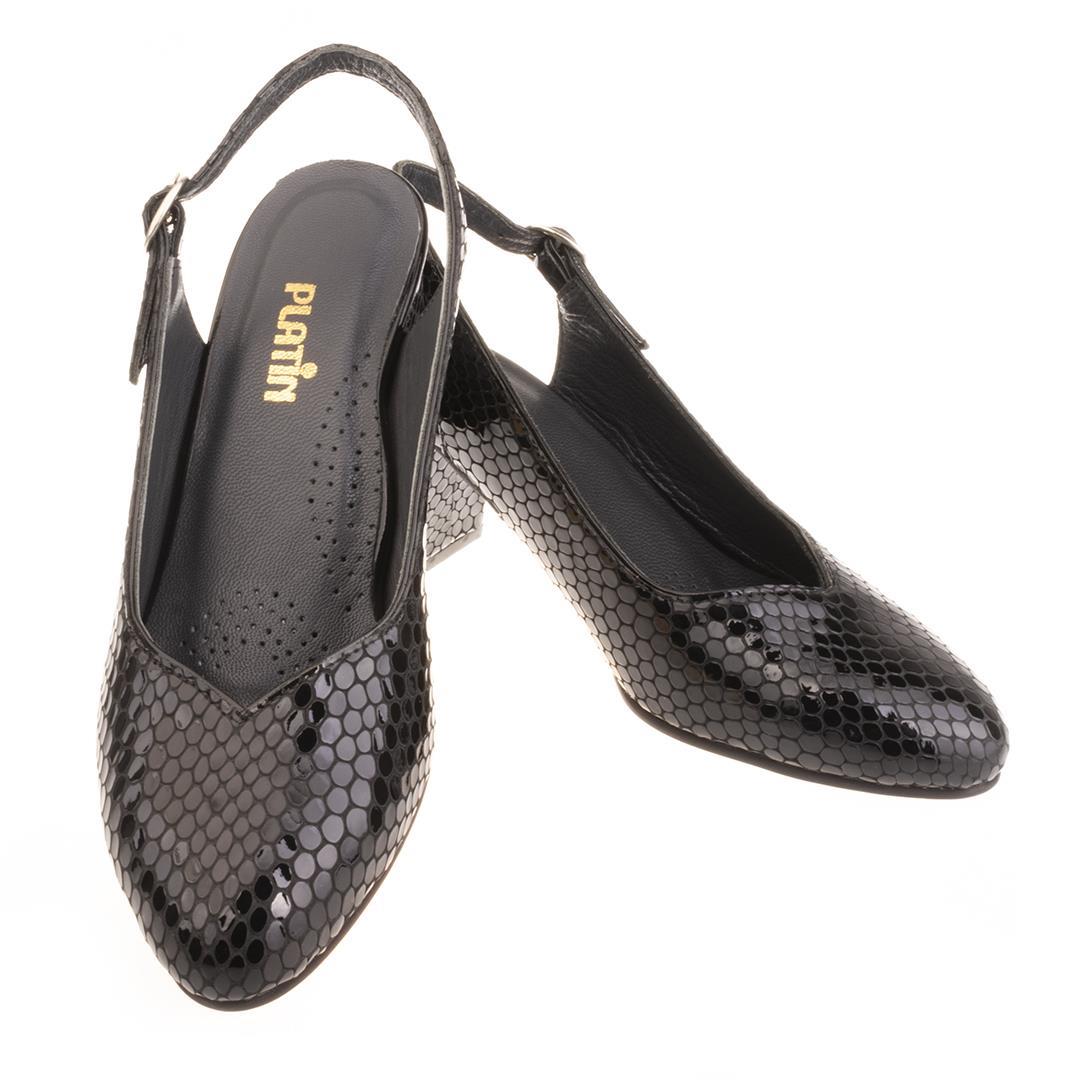 Siyah Python Baskı Kadın Klasik Topuklu Ayakkabı