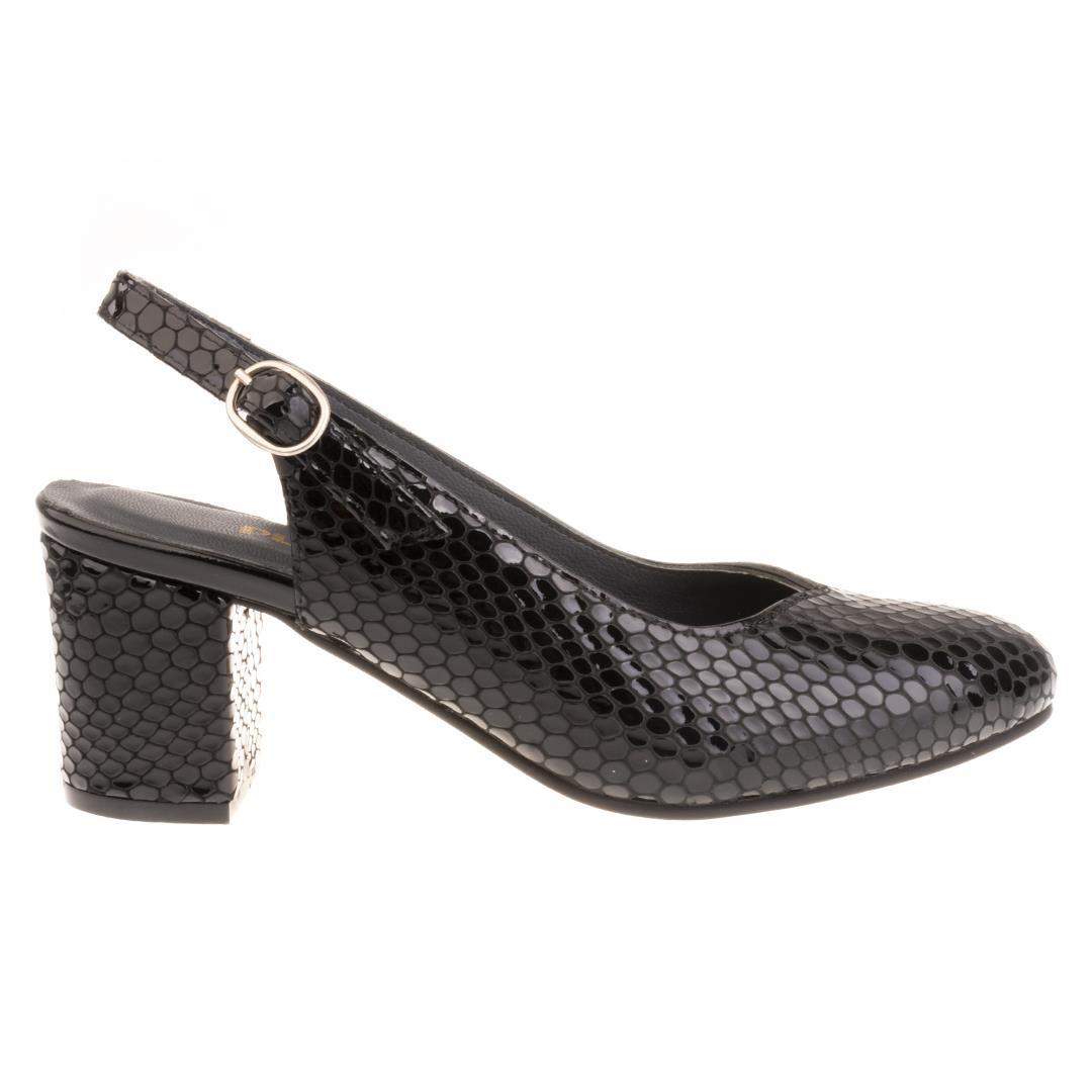 Siyah Python Baskı Kadın Klasik Topuklu Ayakkabı