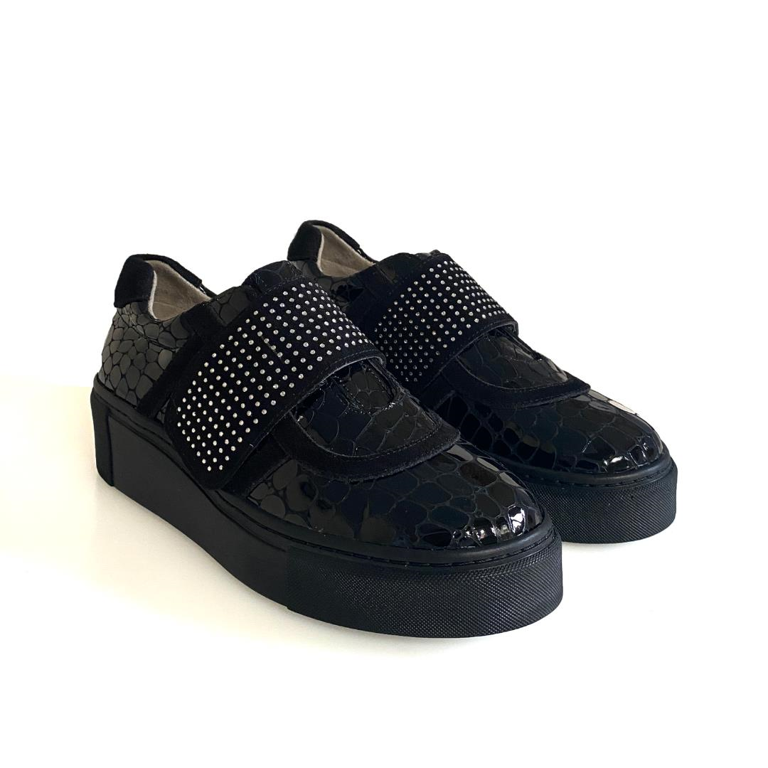 Siyah Python Baskı Kadın Sneaker