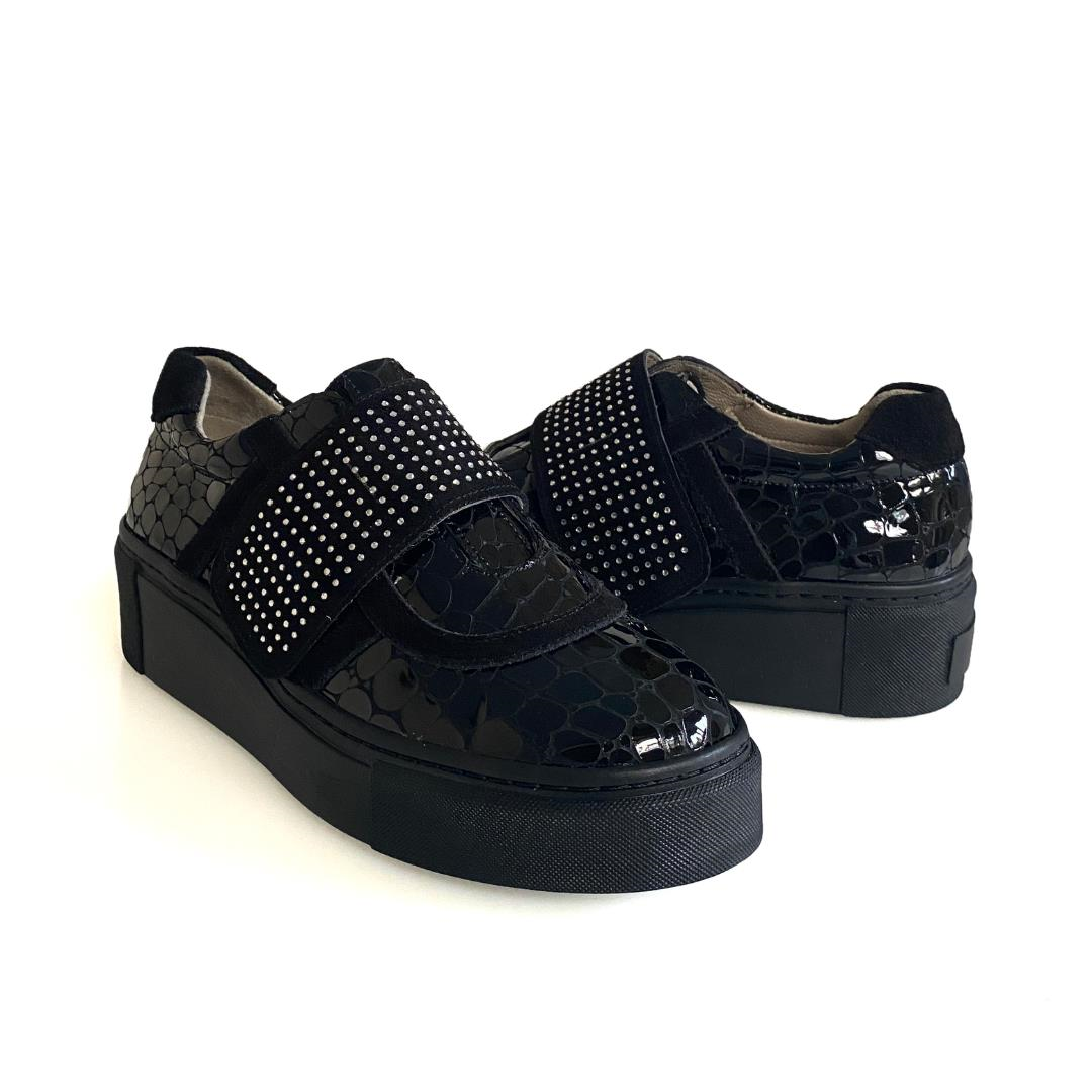 Siyah Python Baskı Kadın Sneaker