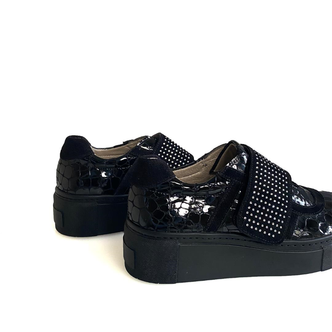 Siyah Python Baskı Kadın Sneaker