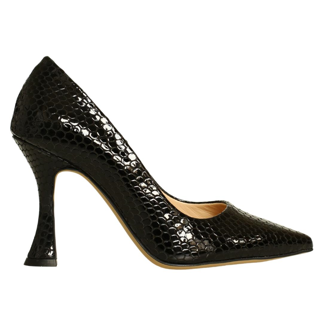 Siyah Python Baskı Kadın Stiletto