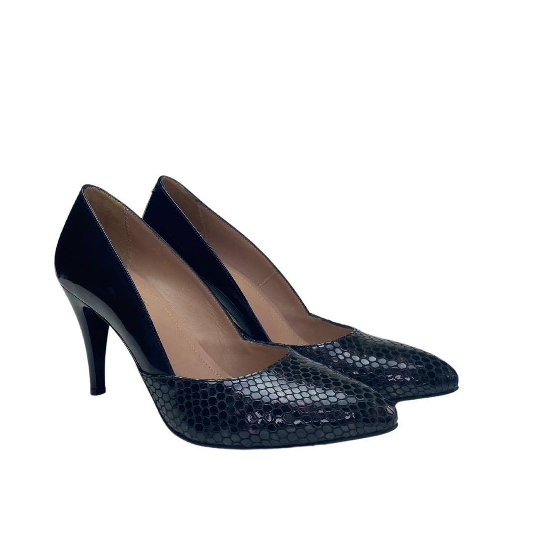 Siyah Python Baskı Kadın Stiletto Ayakkabı