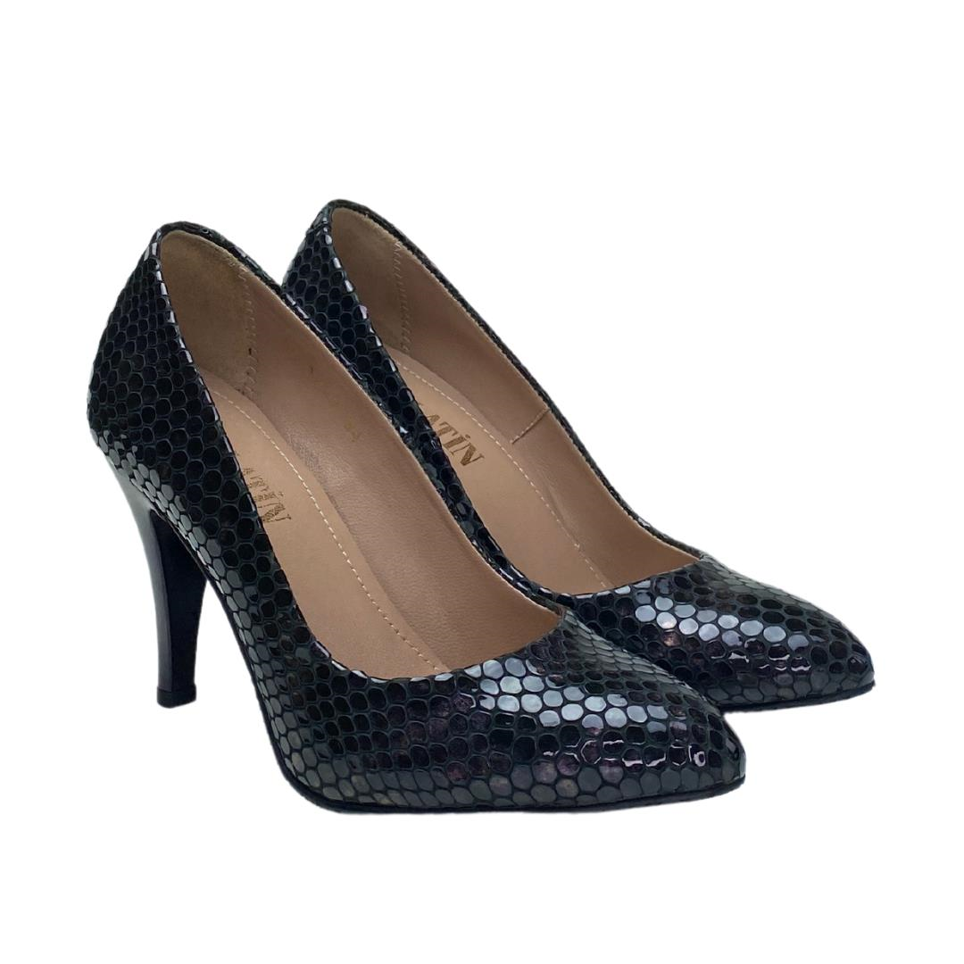 Siyah Python Baskı Kadın Stiletto Ayakkabı