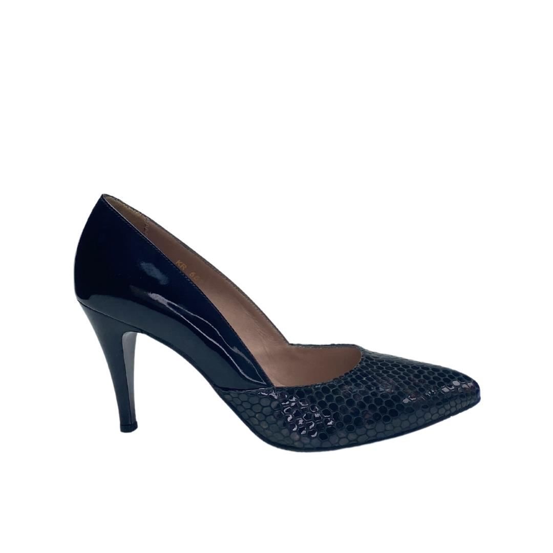 Siyah Python Baskı Kadın Stiletto Ayakkabı
