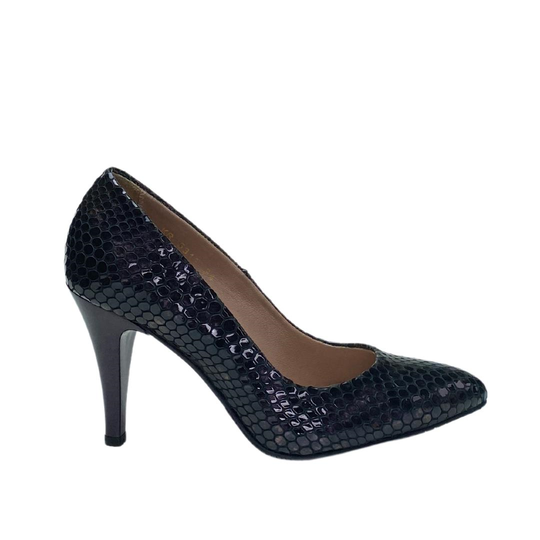 Siyah Python Baskı Kadın Stiletto Ayakkabı