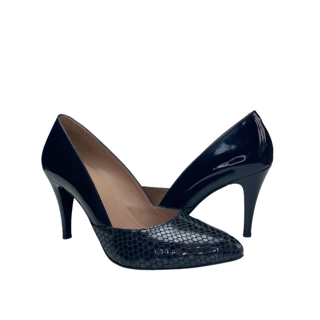 Siyah Python Baskı Kadın Stiletto Ayakkabı