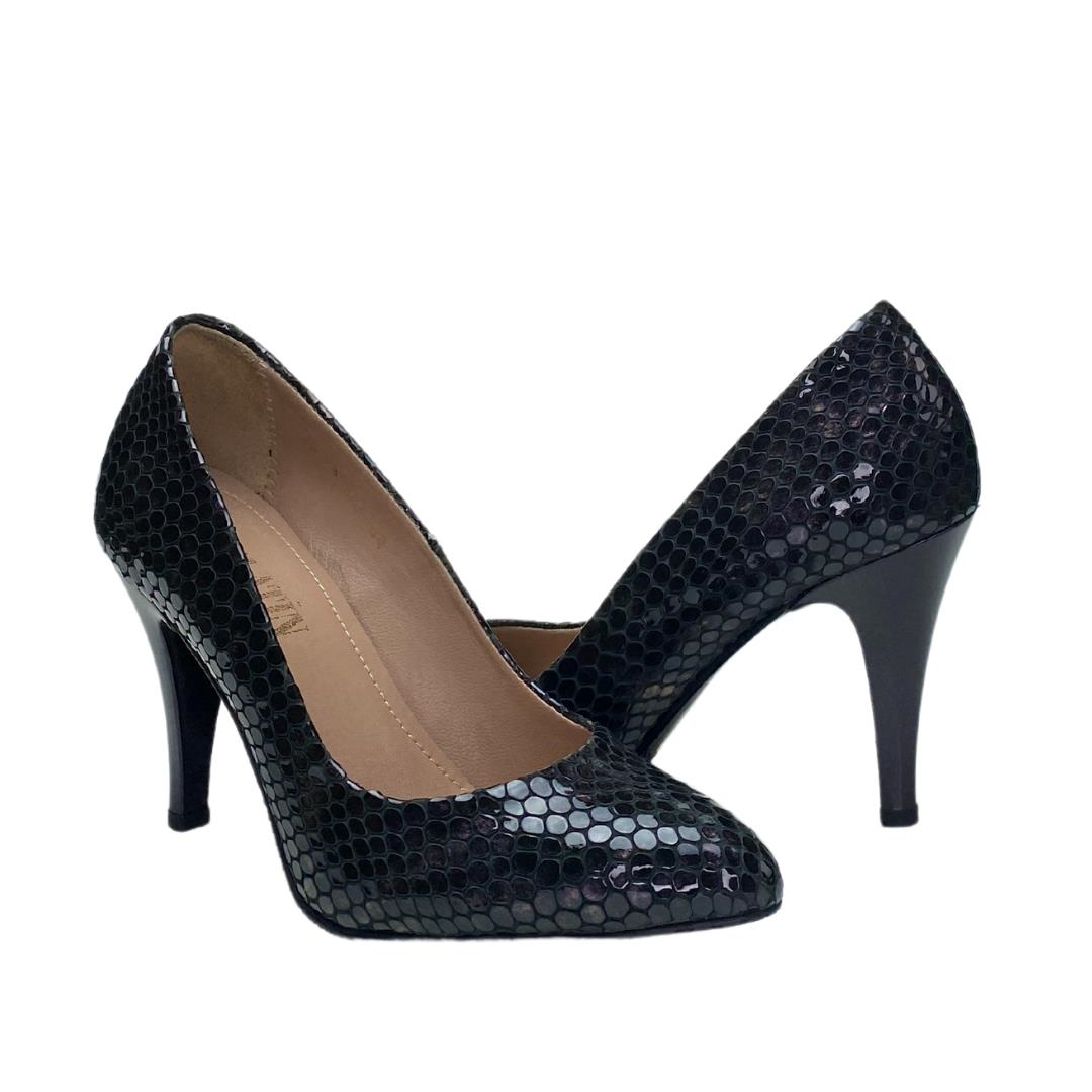 Siyah Python Baskı Kadın Stiletto Ayakkabı