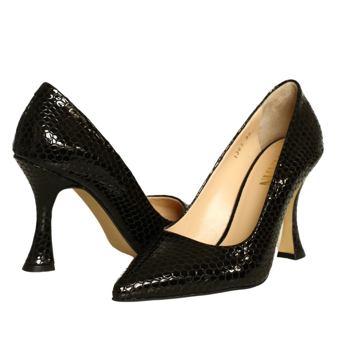 Siyah Python Baskı Kadın Stiletto