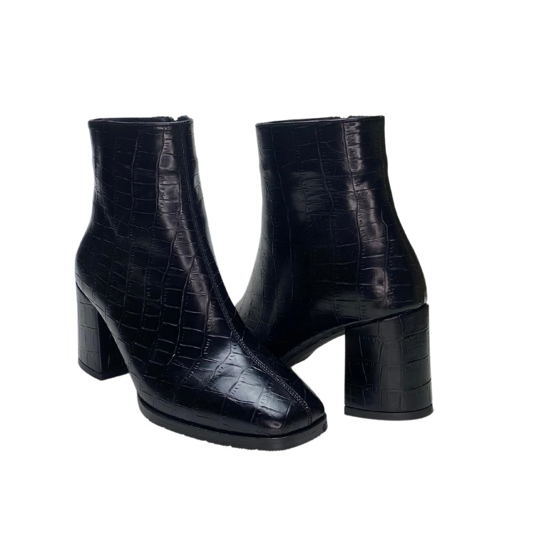 Siyah Python Baskı Kadın Topuklu Bot