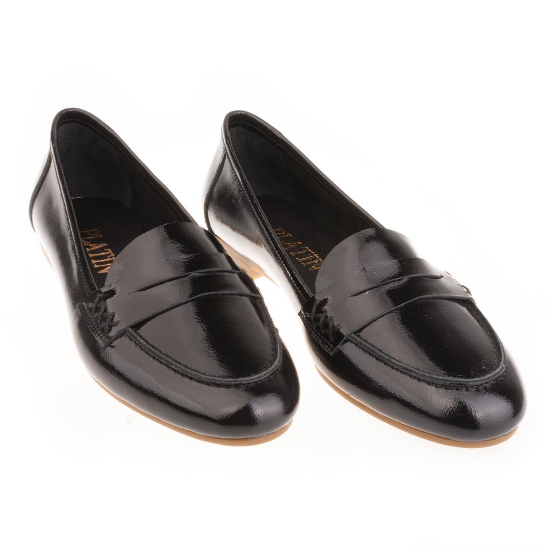 Siyah Rugan Kadın Günlük Babet Ayakkabı