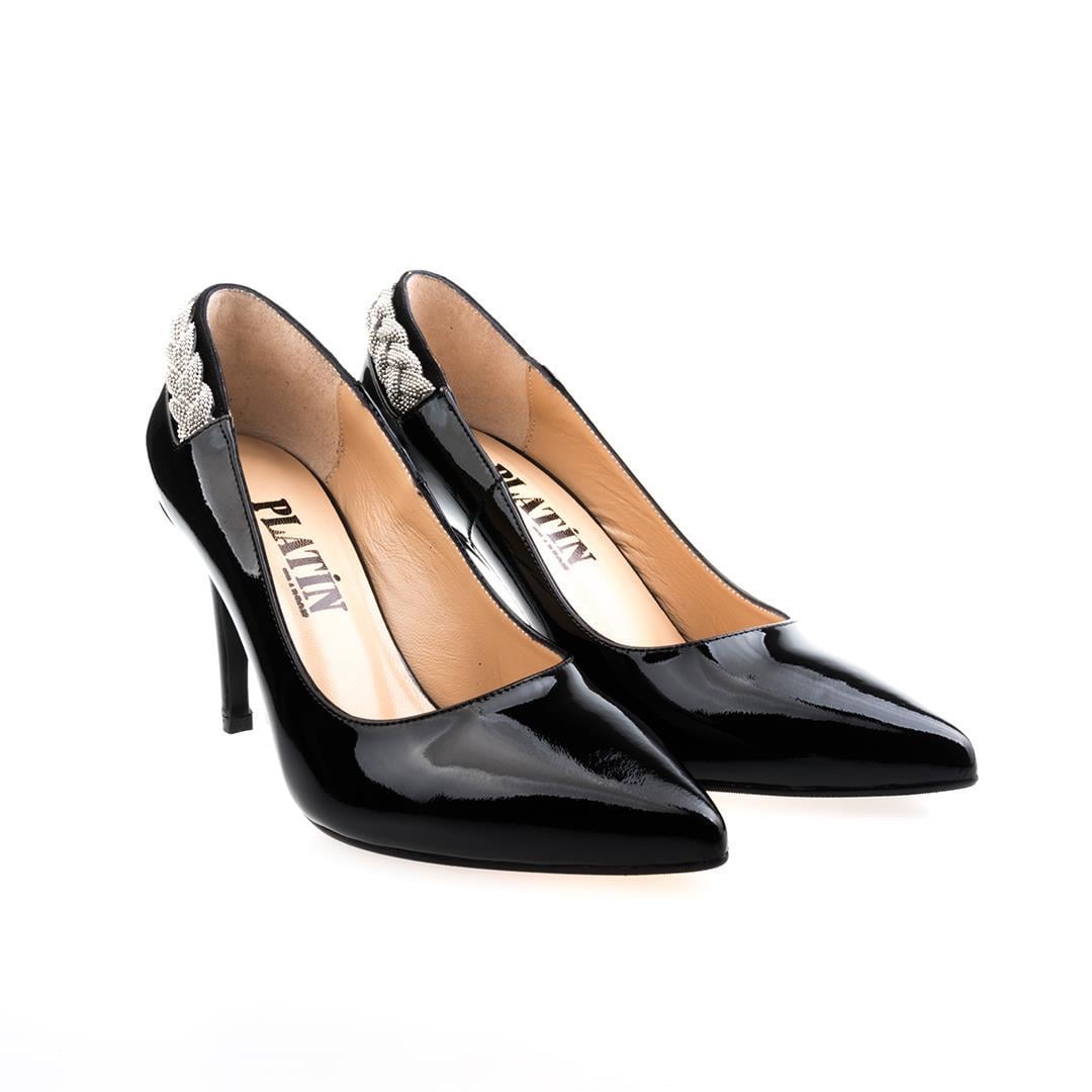 Siyah Rugan Kadın Stiletto Ayakkabı