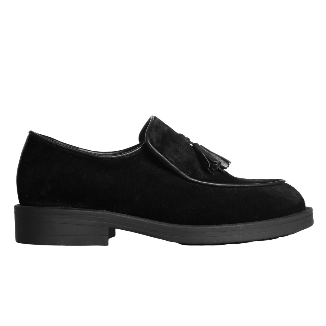 Siyah Süet Kadın Püsküllü Loafer
