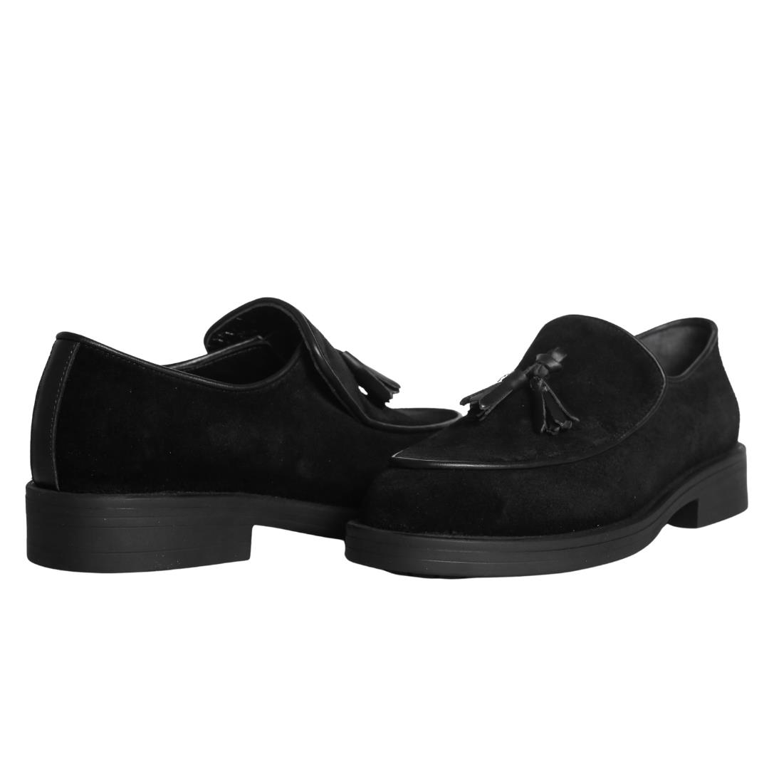Siyah Süet Kadın Püsküllü Loafer