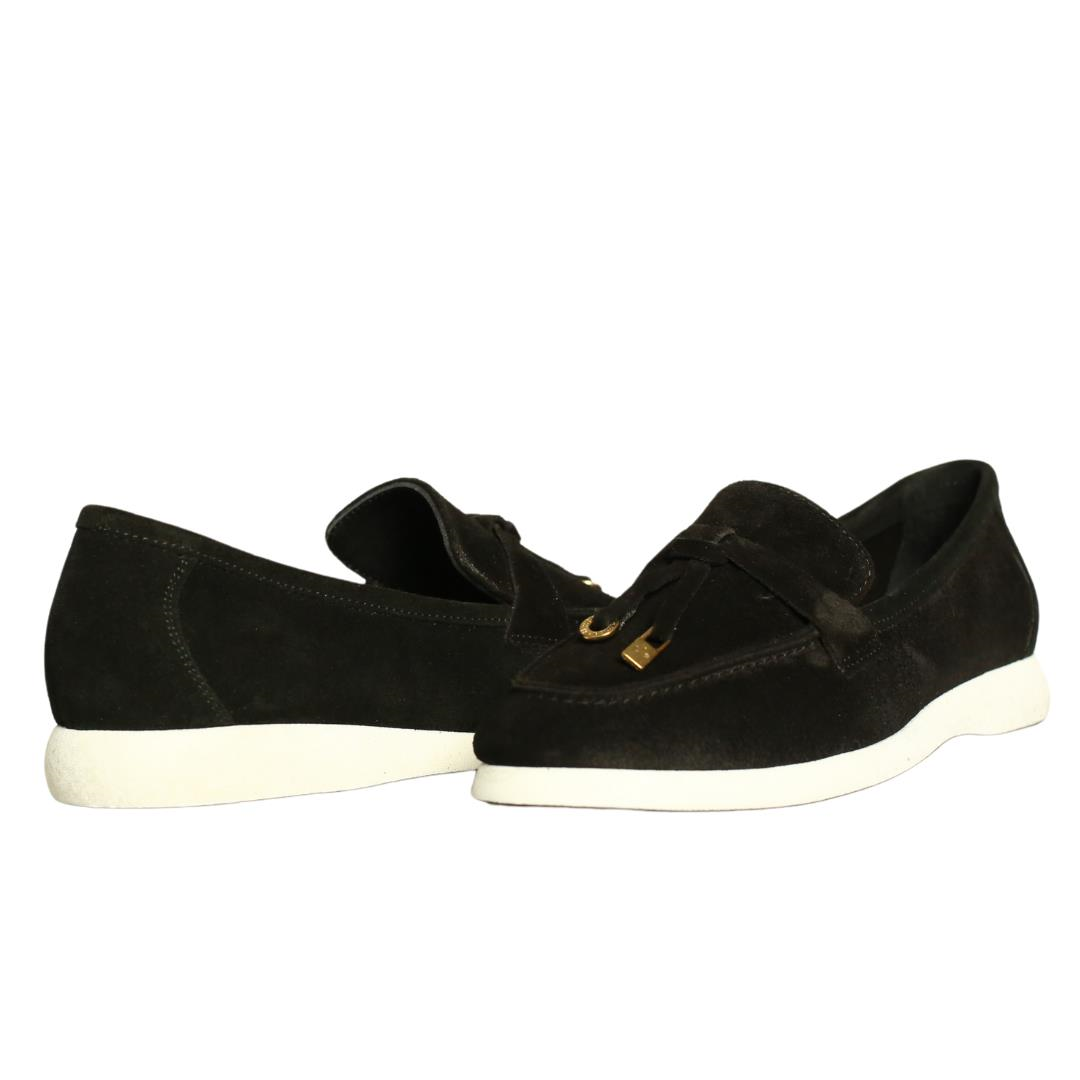 Siyah Süet Tokalı Kadın Loafer