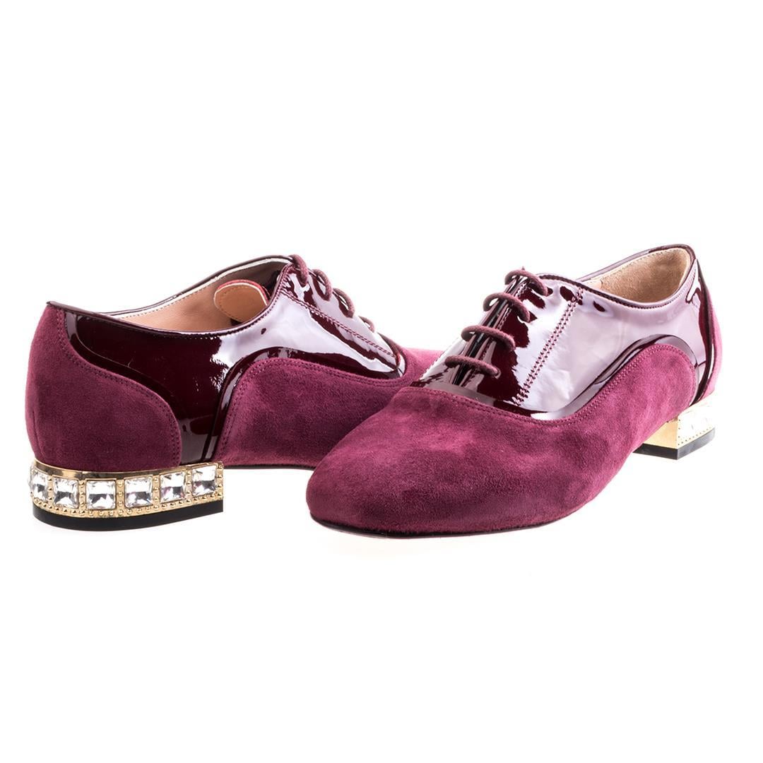 Süet Bordo Bağcıklı Kadın Loafer Ayakkabı