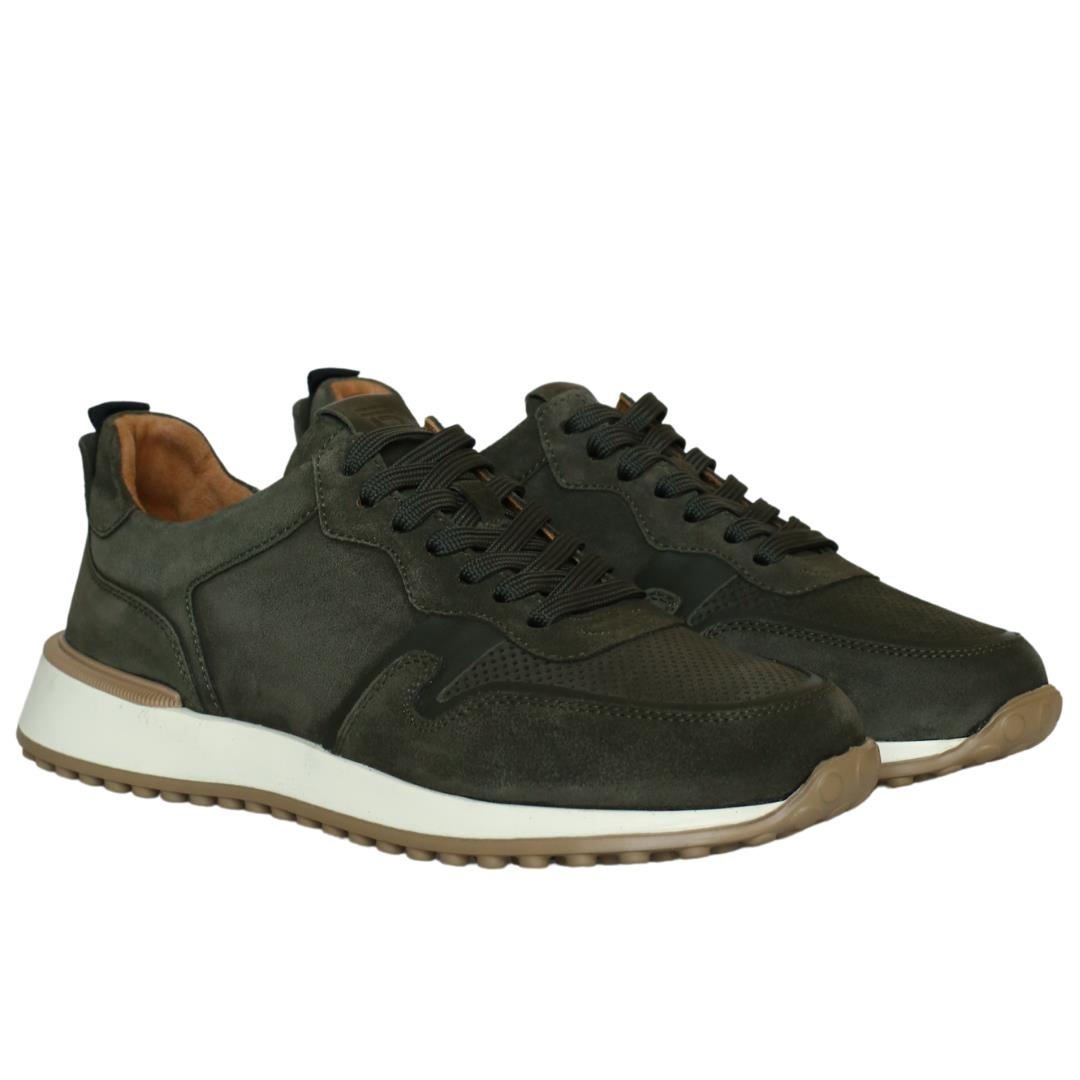 Süet Haki Erkek Bağcıklı Sneaker