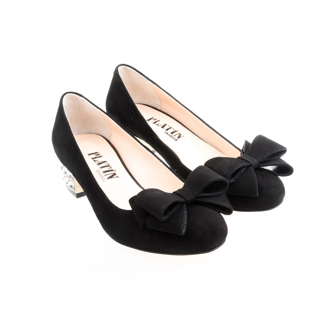 Süet Siyah Kadın Klasik Topuklu Ayakkabı