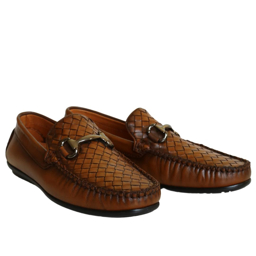 Taba Örgü Deri Erkek Loafer