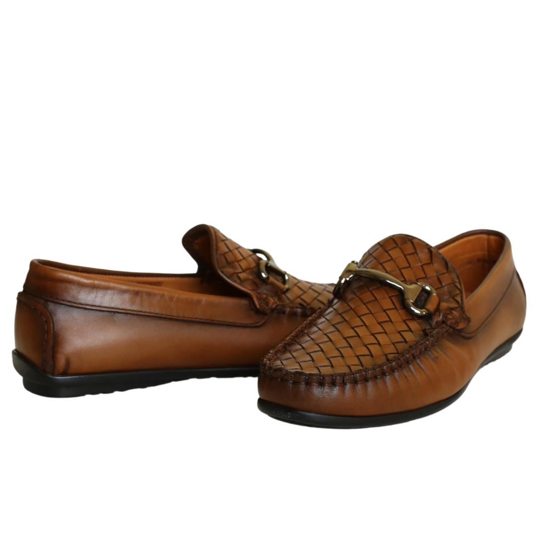 Taba Örgü Deri Erkek Loafer