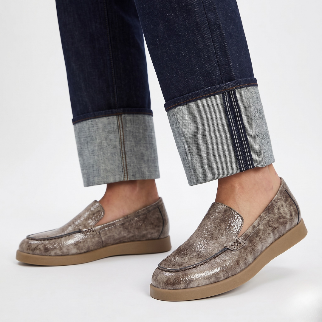 Vizon Kırışık Rugan Kadın Loafer