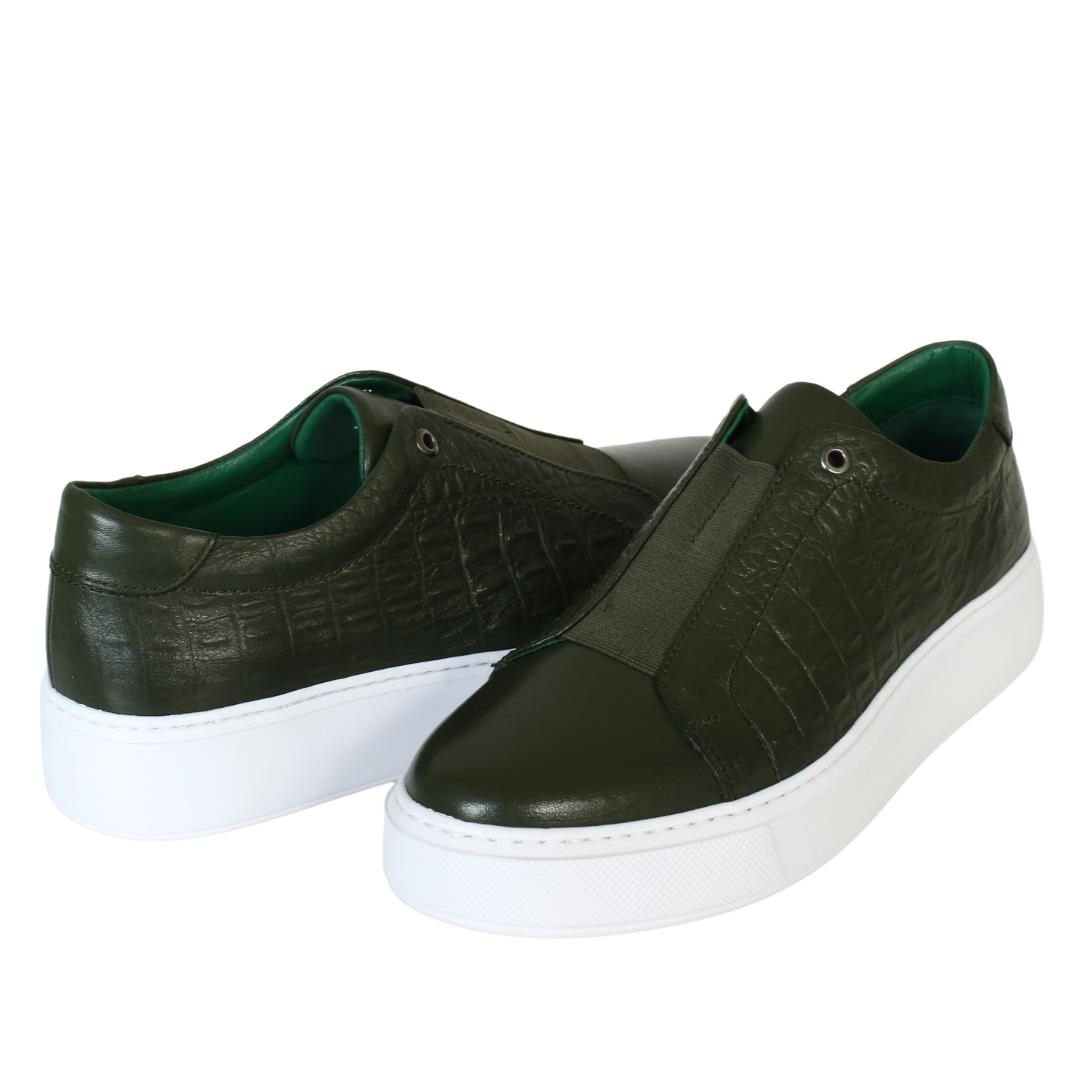 Yeşil Deri Erkek Sneaker