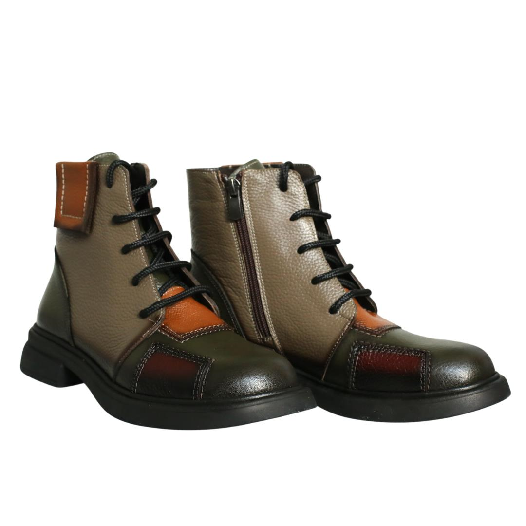 Yeşil Deri Kombin Kadın Bot