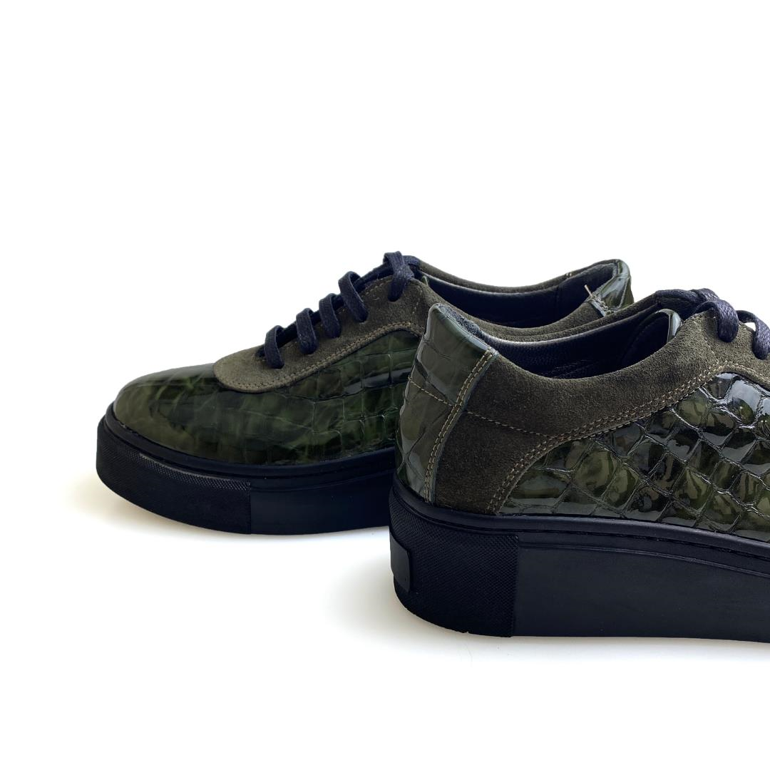 Yeşil Python Baskı Kadın Sneaker