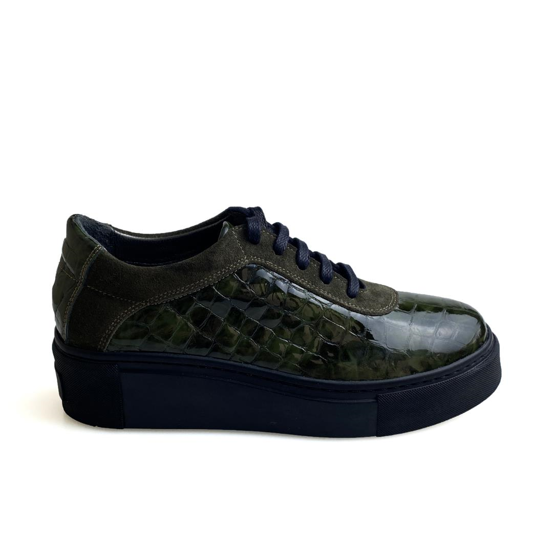 Yeşil Python Baskı Kadın Sneaker
