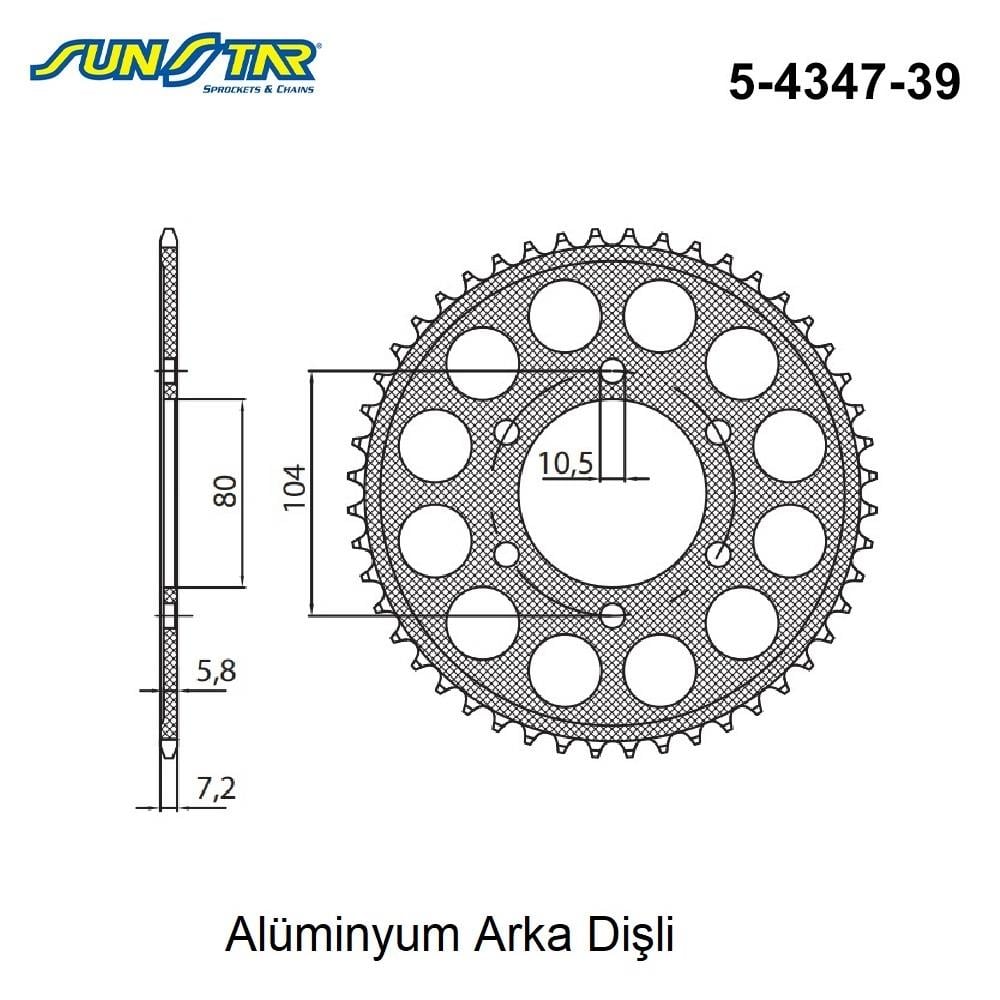 ARKA DİŞLİ ALÜMİNYUM 520 / KAWASAKI / Z 1000 SX / 1000cc / (DİŞLİ SAYISI : ORİJİNAL-2) / 2011-2012-2013-2014-2015-2016-2017-2018-2019