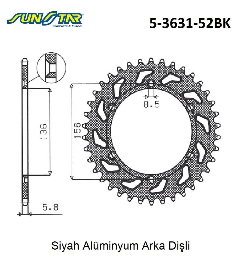 ARKA DİŞLİ SİYAH ALÜMİNYUM / HUSQVARNA / TC / 250cc / (DİŞLİ SAYISI : ORİJİNAL+2) / 2002-2003-2004-2005-2006-2007-2008-2009-2010-2011-2012-2013-2014-2015-2016-2017-2018-2019-2020