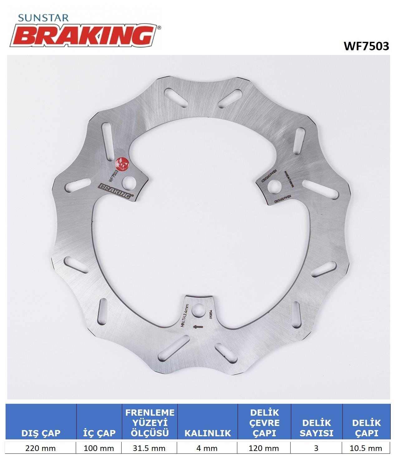 DALGALI ARKA FREN DİSKİ / KAWASAKI / NINJA 250 R / 250cc / ARKA / 2008-2009-2010-2011-2012