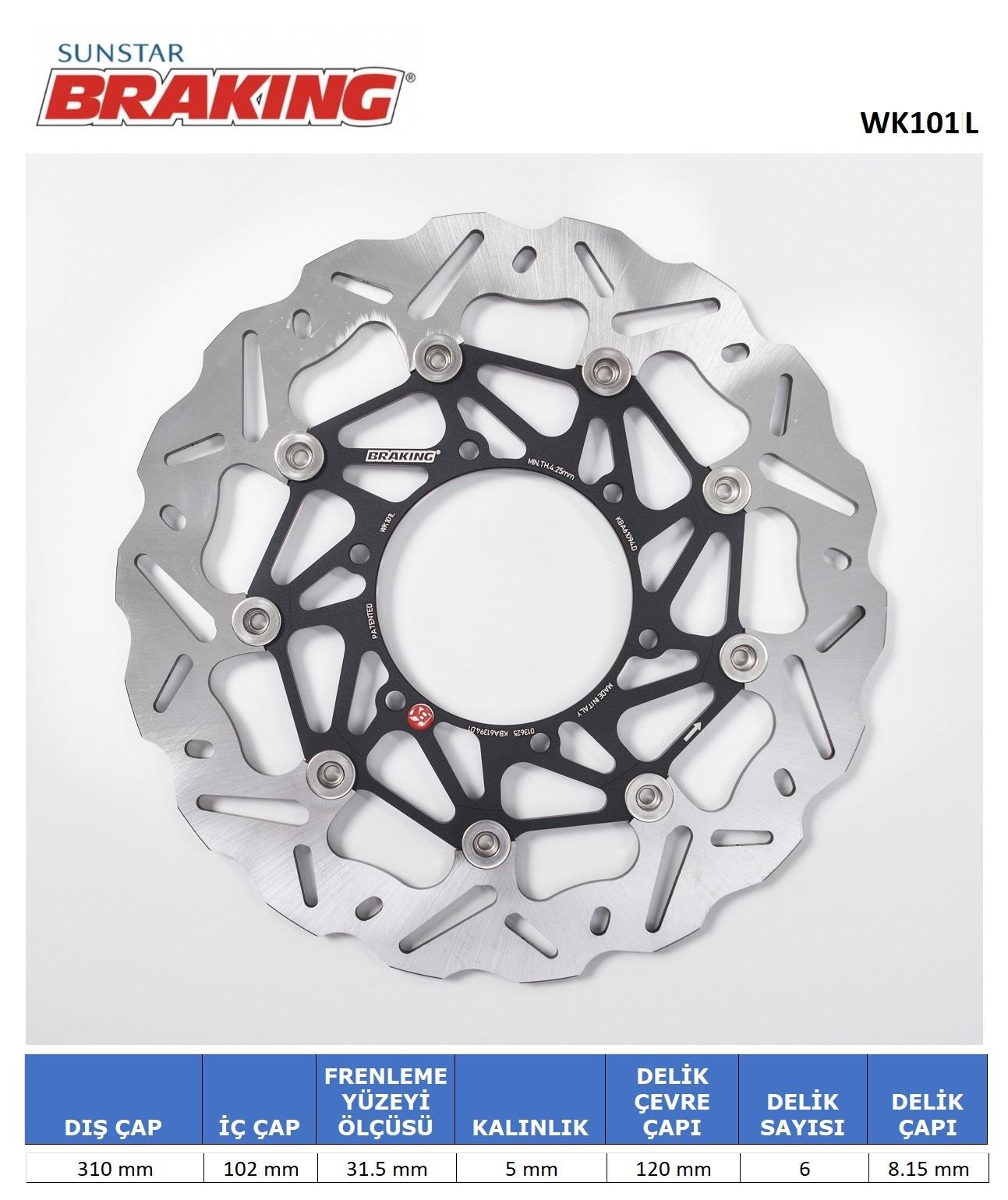 DALGALI ÖN PERFORMANS FREN DİSKİ (SOL) / SUZUKI / GSX-R 1000 / 1000cc / ÖN SOL  / 2009-2010-2011-2012-2013-2014-2015-2016