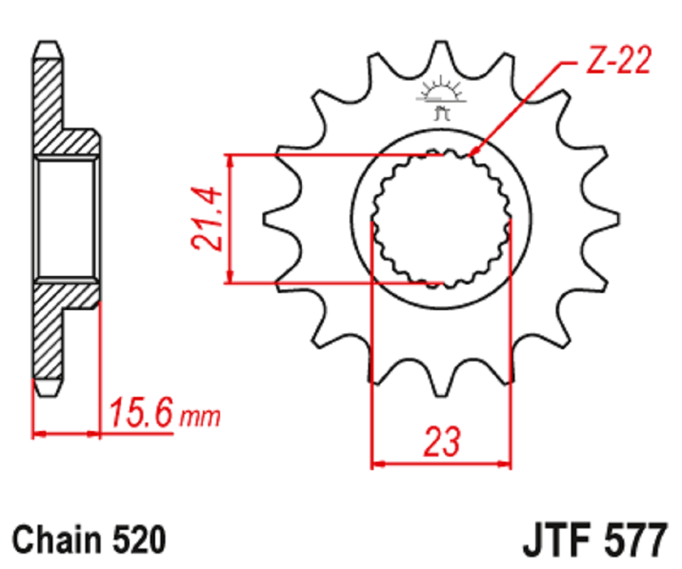 KAUÇUK DESTEKLİ SESSİZ ÖN DİŞLİ / YAMAHA / XT 600 E / 600cc / (ORİJİNAL DİŞLİ SAYISI) / 1990-1991-1992-1993-1994-1995-1996-1997-1998-1999-2000-2001-2002-2003