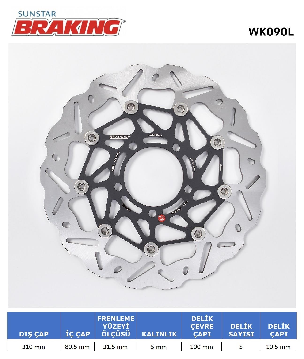 KAWASAKI DALGALI ÖN PERFORMANS FREN DİSKİ (SOL) / KAWASAKI / GTR 1400 / 1400cc / ÖN SOL  / 2008-2009-2010-2011-2012-2013-2014-2015-2016
