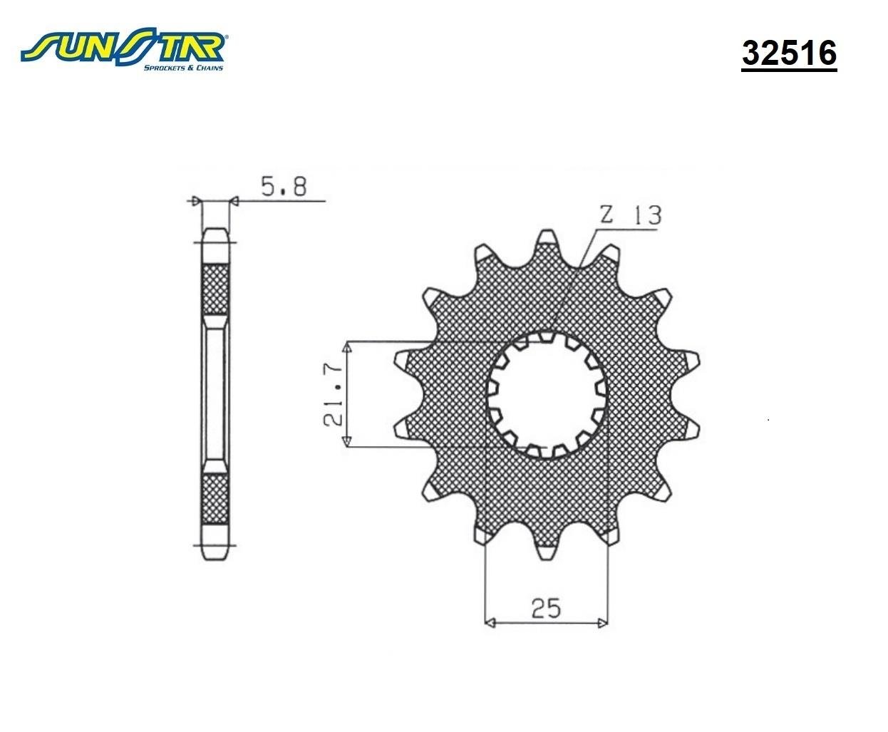 ÖN DİŞLİ / KAWASAKI / ER-6F / ER-6N / 650cc / (DİŞLİ SAYISI : ORİJİNAL+1) / 2006-2007-2008-2009-2010-2011-2012-2013-2014-2015-2016