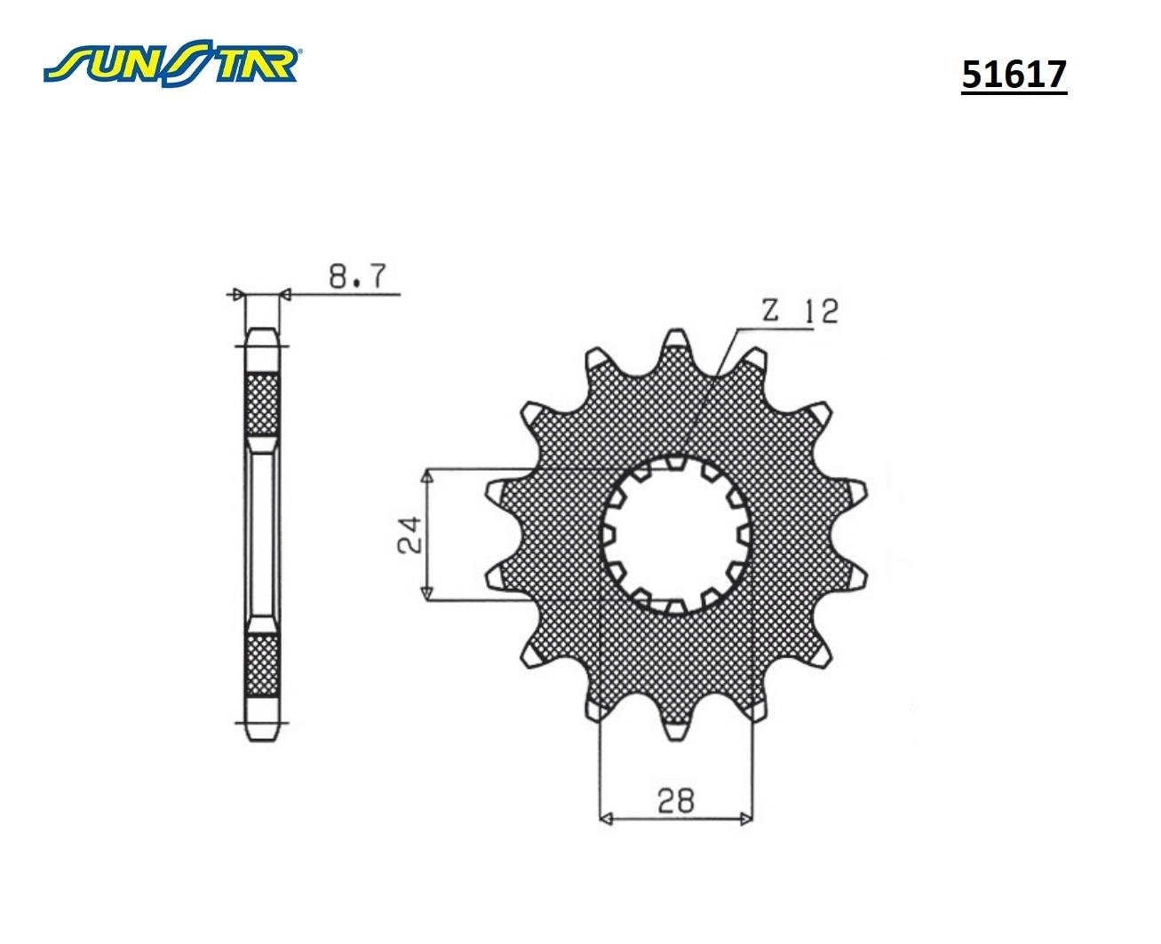 ÖN DİŞLİ / KAWASAKI / ZX-12R NINJA / 1200cc / (DİŞLİ SAYISI : ORİJİNAL-1) / 2000-2001-2002-2003-2004-2005-2006