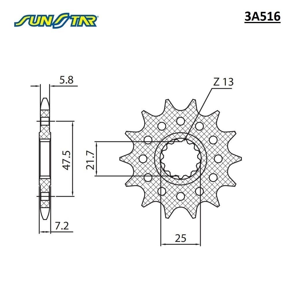ÖN DİŞLİ / KAWASAKI / ZX-6R NINJA / 636cc / (ORİJİNAL DİŞLİ SAYISI) / 2013-2014-2015-2016-2017-2018-2019-2020-2021-2022