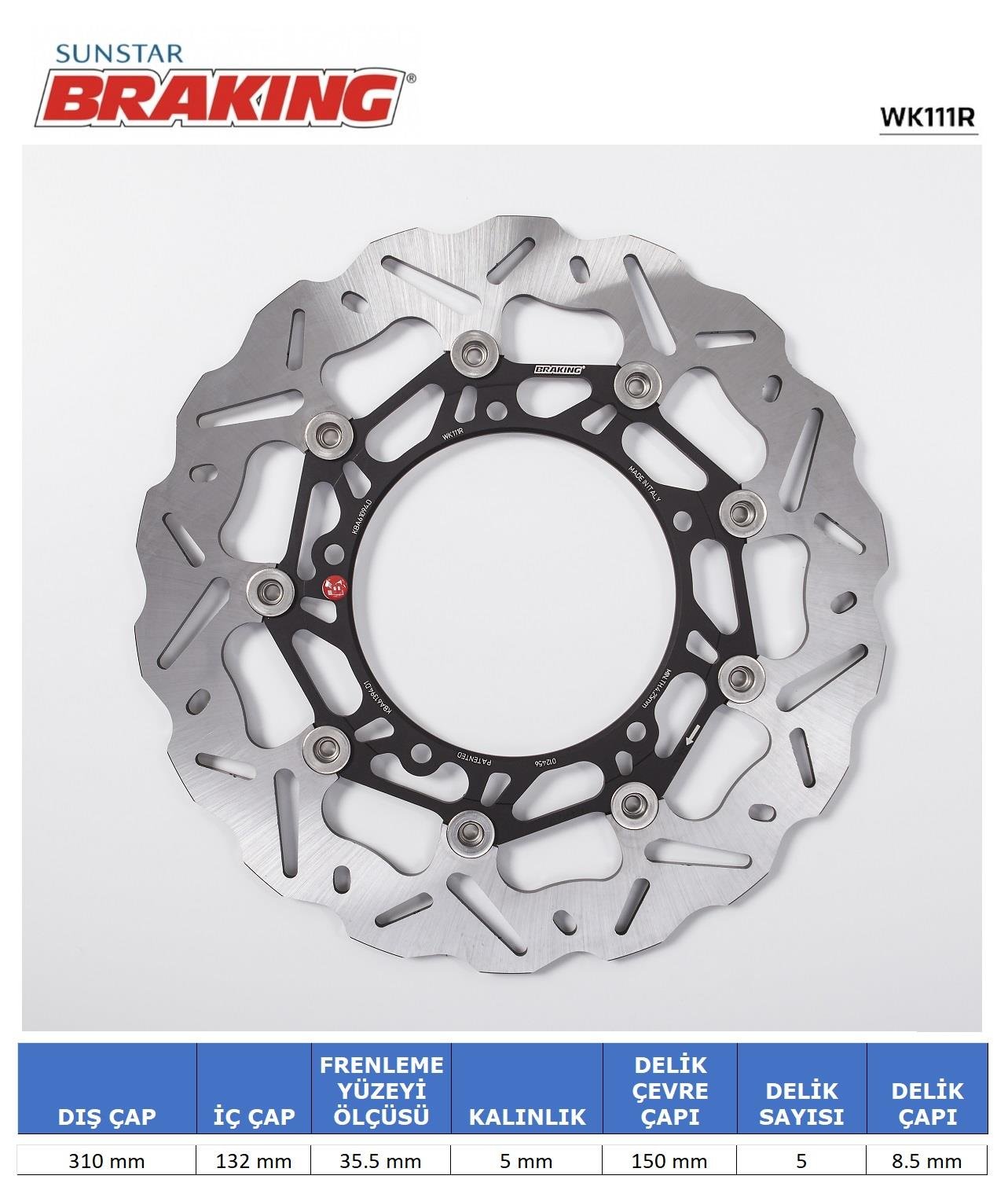 YAMAHA R6 / FZ8 / XTZ 1200 DALGALI ÖN PERFORMANS FREN DİSKİ (SAĞ) / YAMAHA / FZ8 / FAZER / 800cc / ÖN SAĞ  / 2010-2011-2012-2013-2014-2015-2016