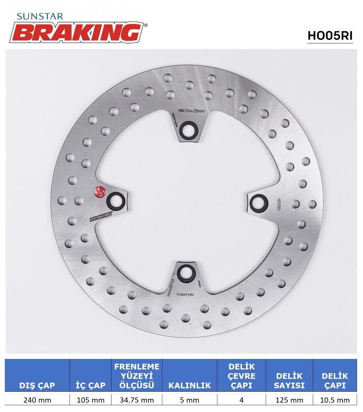 YUVARLAK ARKA FREN DİSKİ / HONDA / CB 900F HORNET / 900cc / ARKA  / 2001-2002-2003-2004-2005-2006-2007