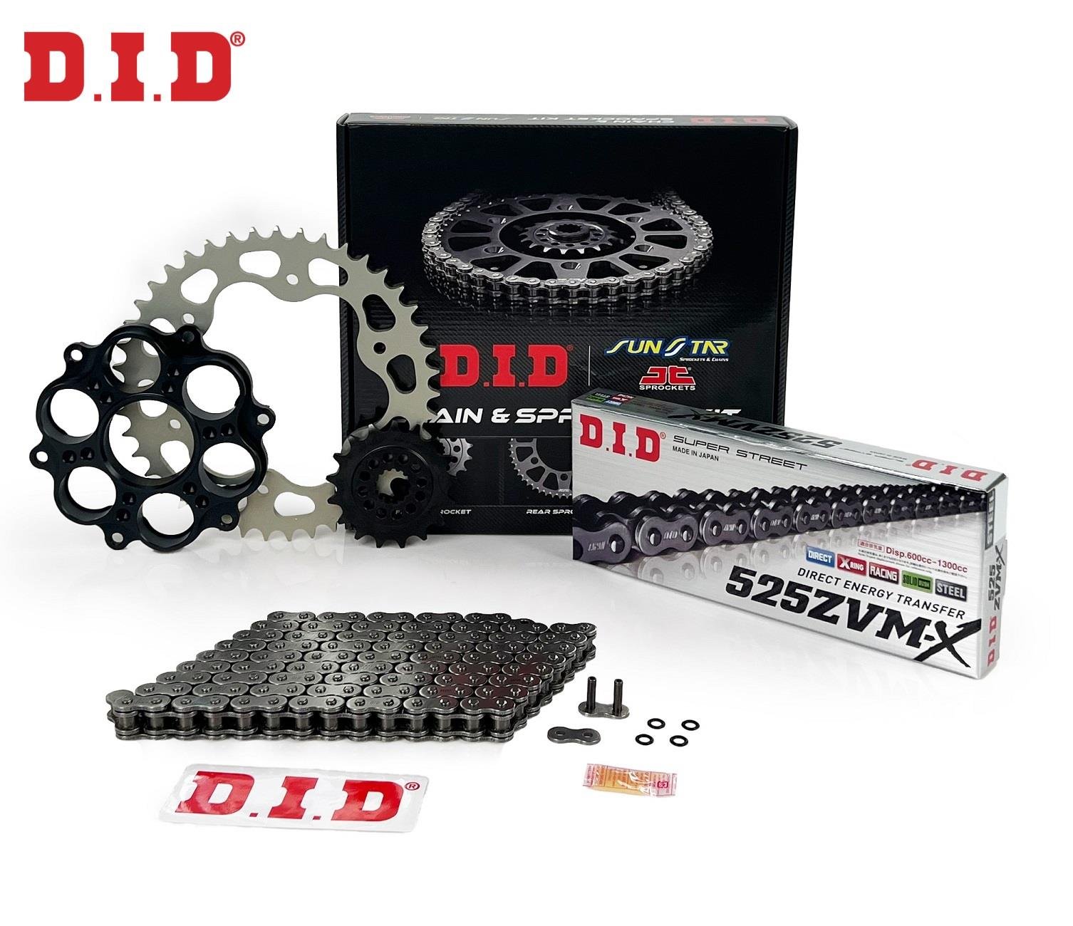 ZİNCİR DİŞLİ SETİ DUCATI 1098 / S (1100 cc) (2007-2008) / ZİNCİR : DID-525ZVM-X (Çelik)-98 / DİŞLİ: SUNSTAR (15T) - JT (38T)