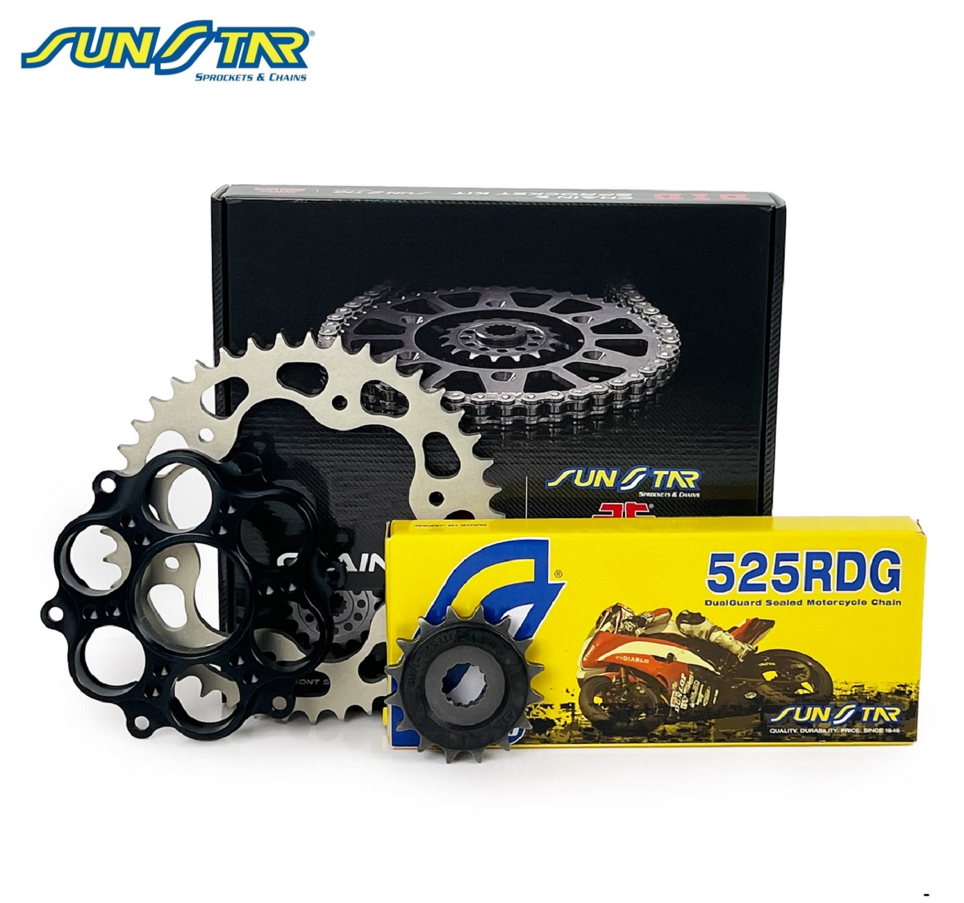 ZİNCİR DİŞLİ SETİ DUCATI MONSTER 1100 ABS (1100 cc)  (2010-2011) / ZİNCİR : SUNSTAR 525RDG (Çelik)-104 / DİŞLİ: JT (15T) - SUNSTAR (39T)