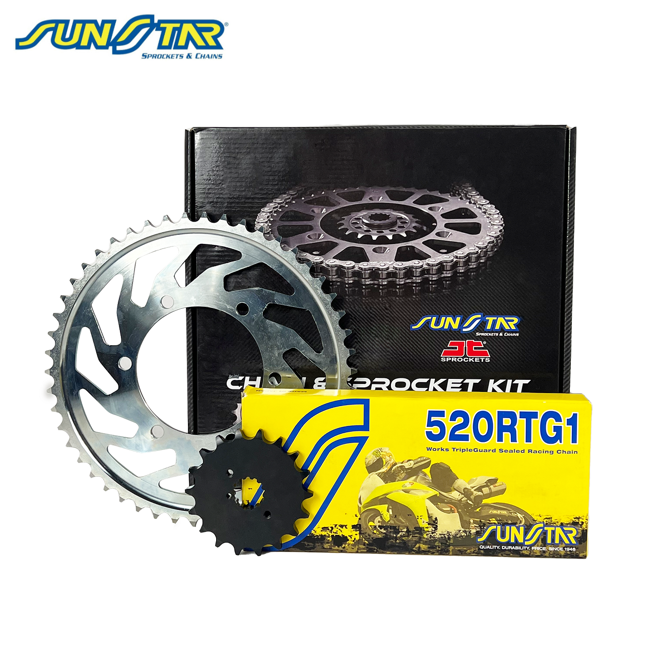 ZİNCİR DİŞLİ SETİ DUCATI MONSTER (695 cc)  (2007-2008) / ZİNCİR : SUNSTAR 520RTG1 (Gold)-102 / DİŞLİ: JT (15T) - SUNSTAR (42T)