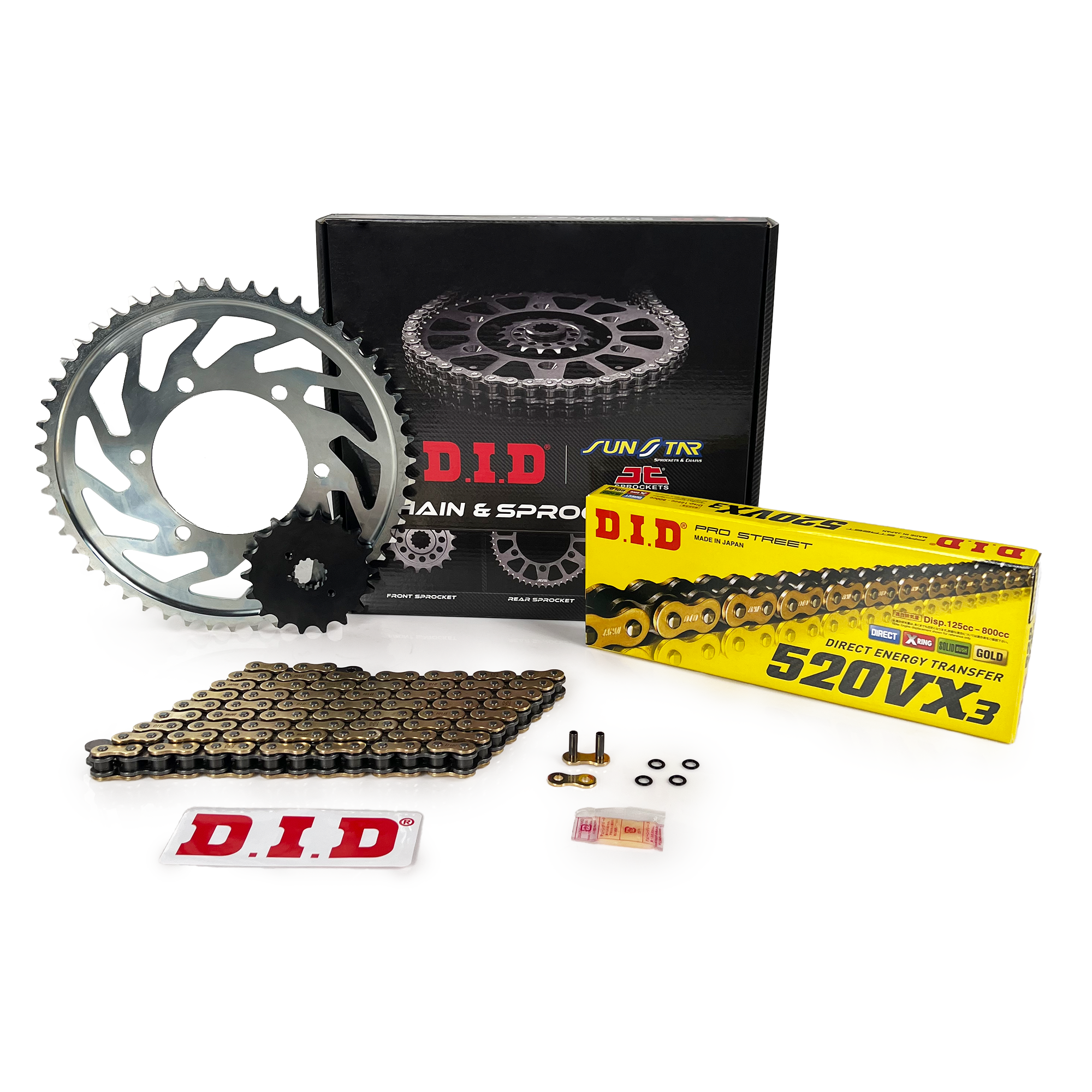 ZİNCİR DİŞLİ SETİ YAMAHA WR F (450 cc) (2007-2009) / ZİNCİR : DID-520VX3 (Gold)-114 / DİŞLİ :  SUNSTAR (14T) - JT (50T)