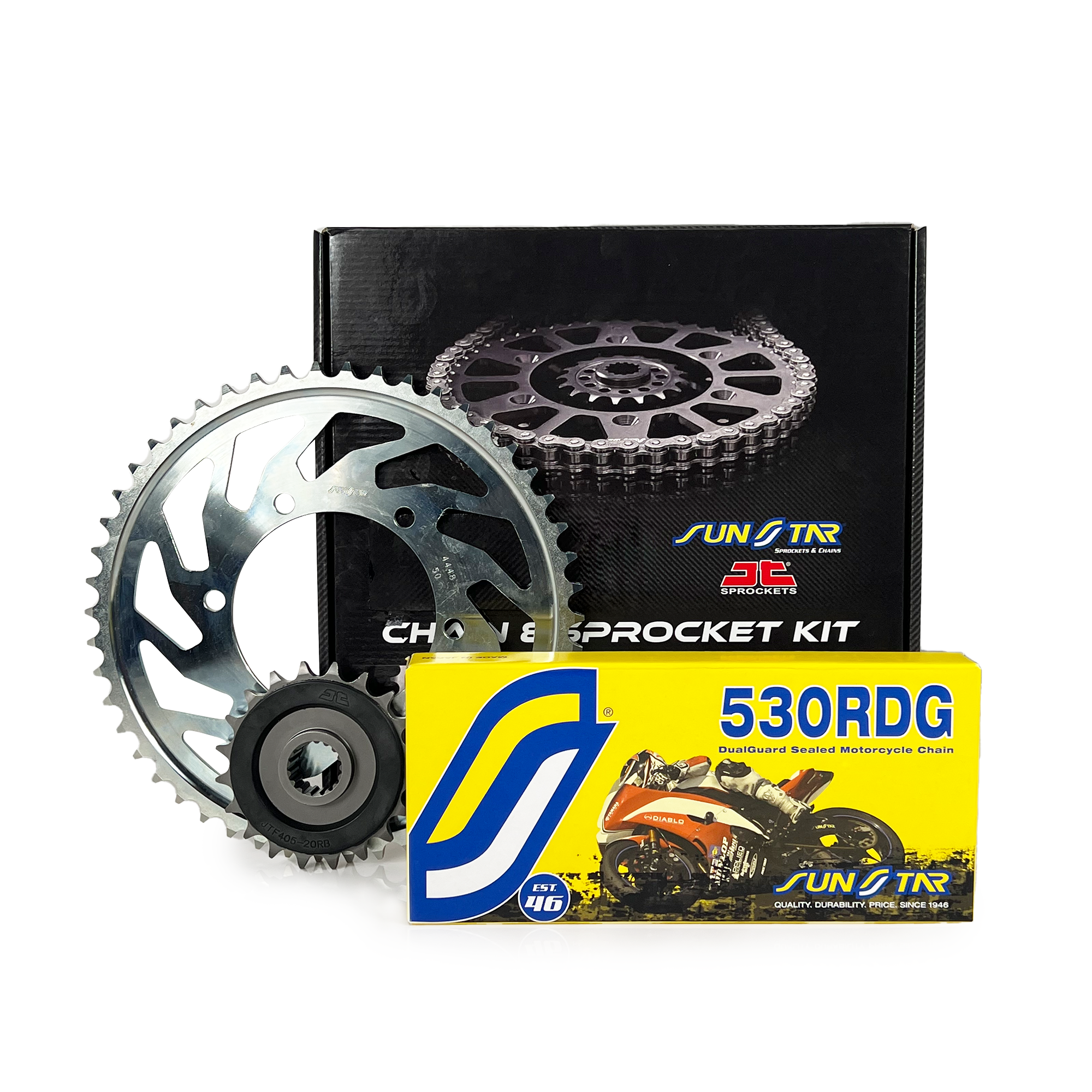 ZİNCİR DİŞLİ SETİ YAMAHA YZF R THUNDERACE (1000 cc) (1996-2000) / ZİNCİR : SS530RDG (Çelik)-110 / DİŞLİ :  JT (16T-48T)