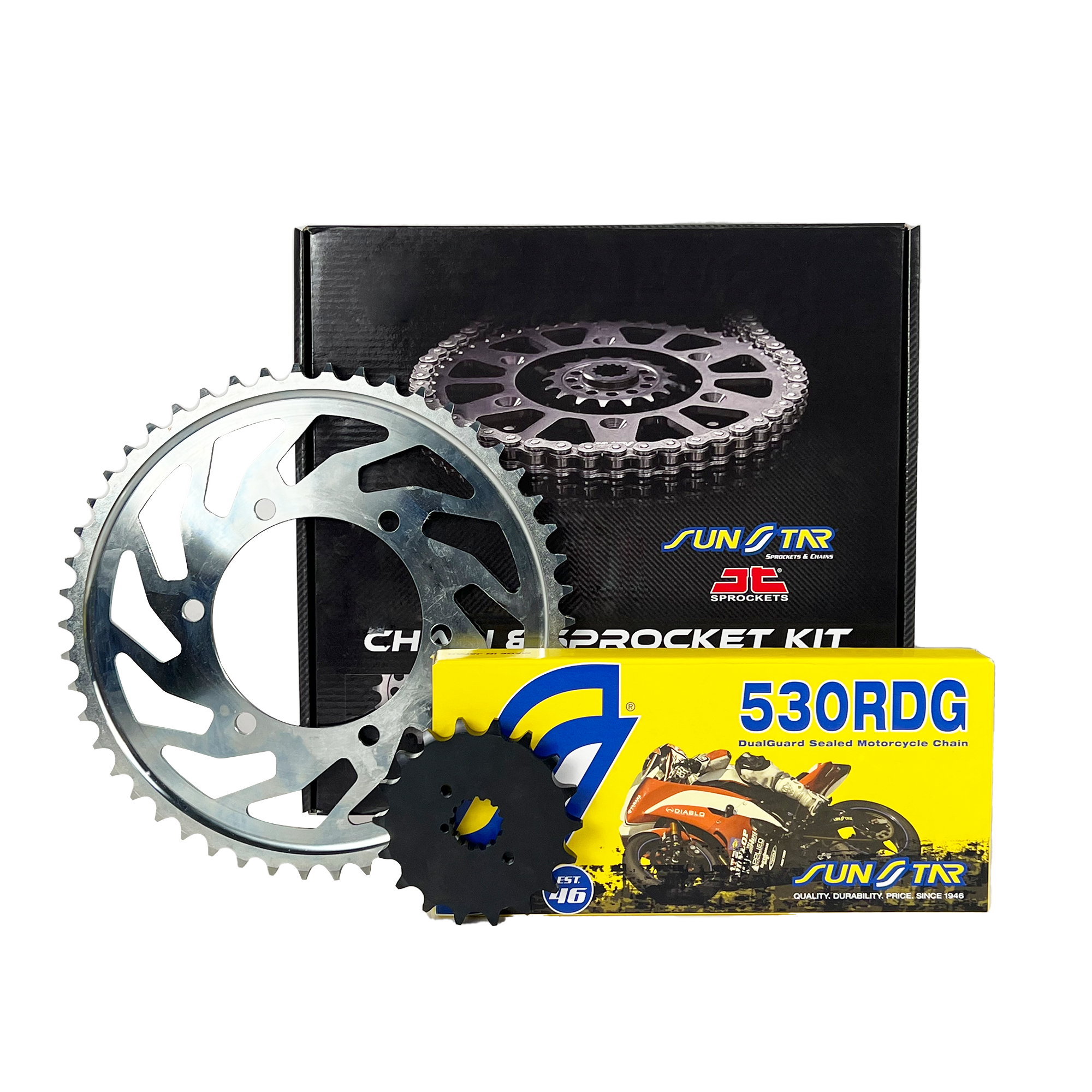 ZİNCİR DİŞLİ SETİ YAMAHA YZF R THUNDERACE (1000 cc) (1996-2000) / ZİNCİR : SS530RDG (Çelik)-110 / DİŞLİ :  JT (16T-48T)