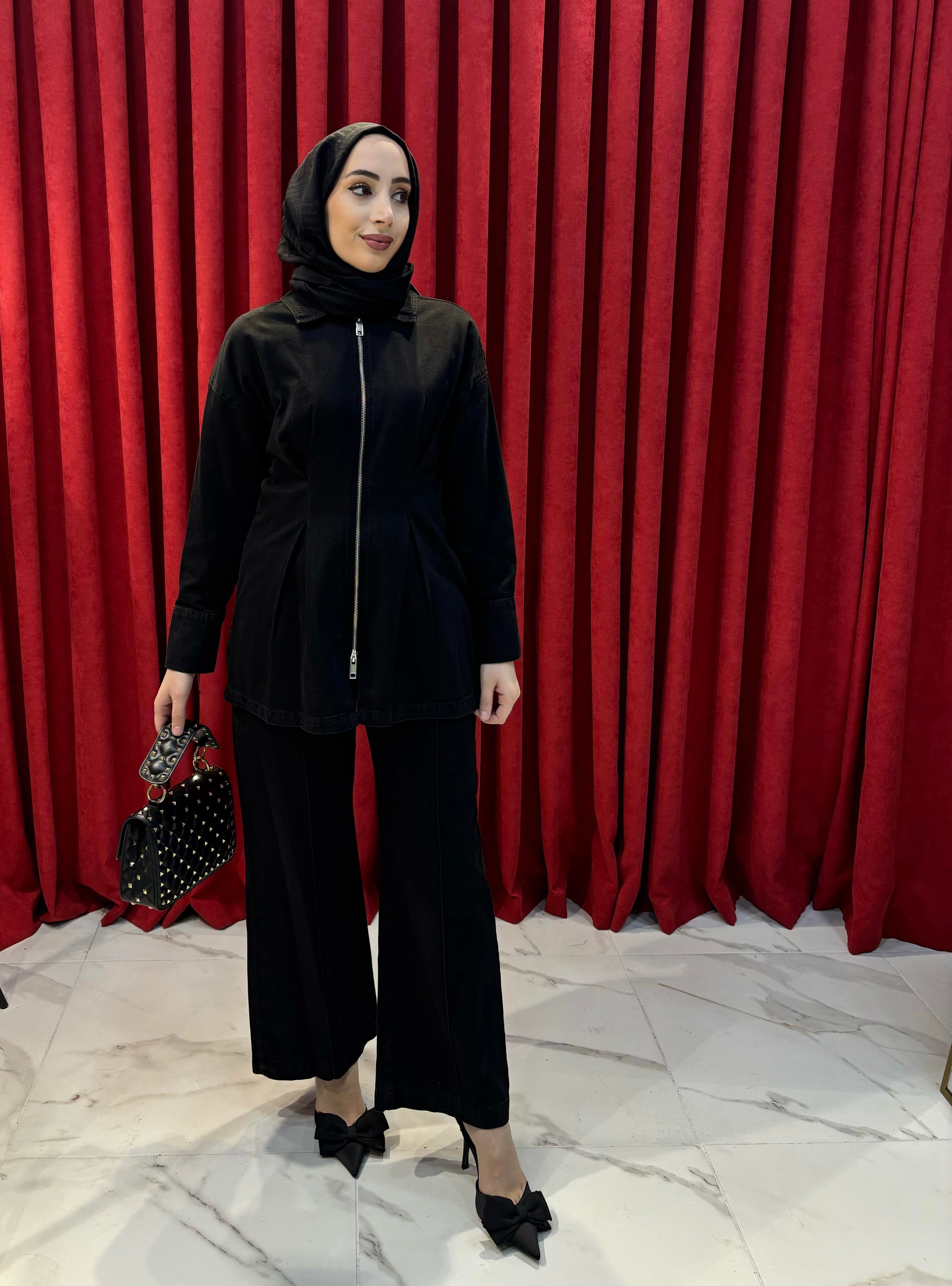 Denim İkili Takım Siyah