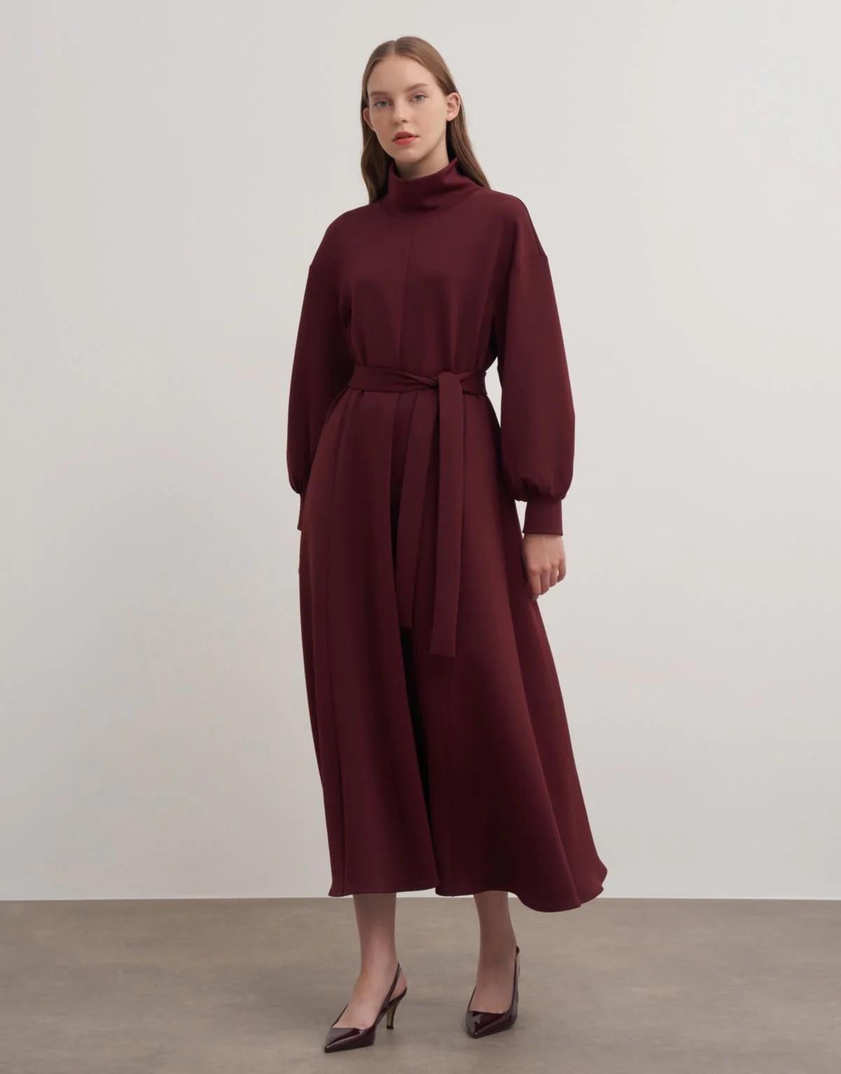 Puf Elbise Bordo