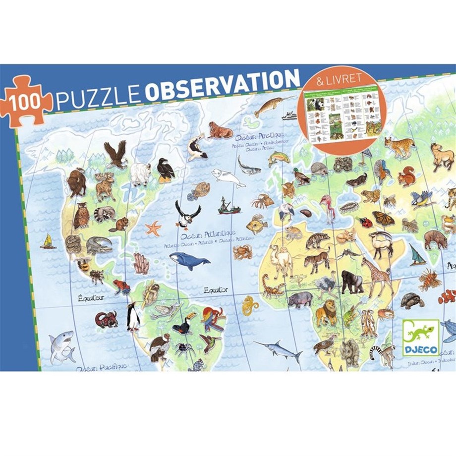 Djeco Klasik Puzzle 100 Parça/ World'S Animals 
